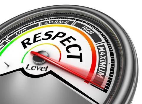 Respect level conceptual meter indicate maximum Stock Illustration