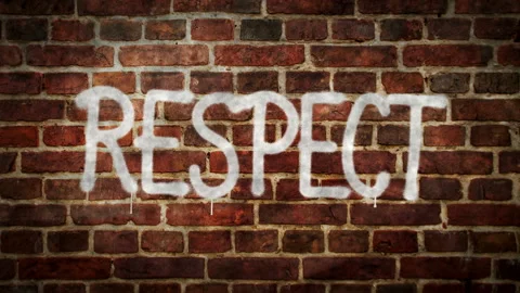 Respect spray painted on the brick wall Stock Footage 153481490