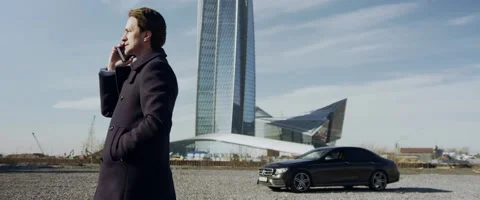 Respectable handsome business man talking on the smart phone outdoors. Stock Footage 149376140