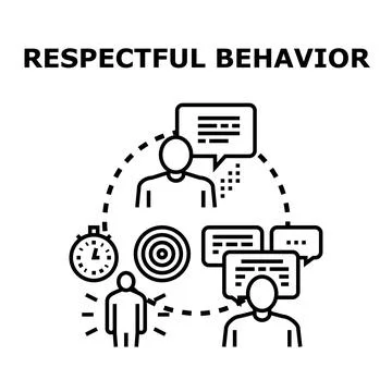 Respectful behavior concept with communication and goals Stock Illustration