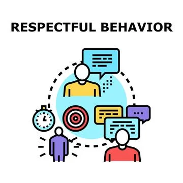Respectful behavior concept with communication and goals Stock Illustration