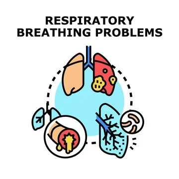 Respiratory breathing problems concept illustrating lung health issues Stock Illustration