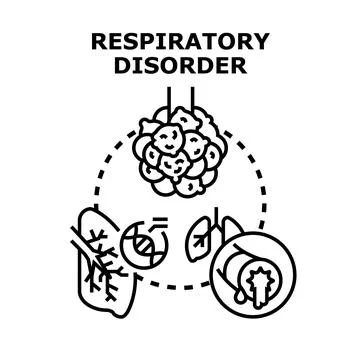 Respiratory disorder health problem causing illness symptoms 스톡 일러스트