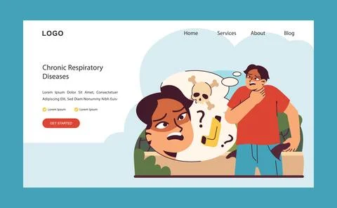 Respiratory Health Concern. Flat vector illustration. Stock Illustration