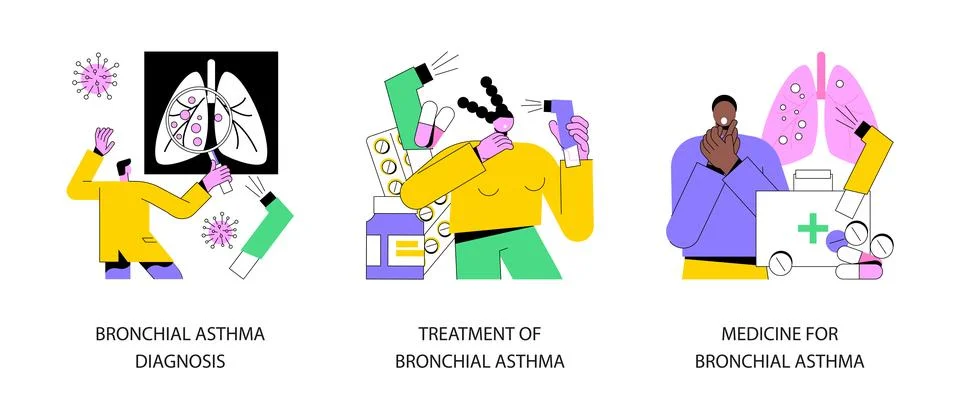 Respiratory illness abstract concept vector illustrations. Stock Illustration