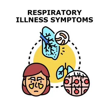 Respiratory illness symptoms vector concept displaying health problems Stock Illustration