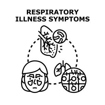Respiratory illness symptoms vector concept displaying health problems Stock Illustration