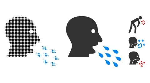 Respiratory Infection Halftone and Solid Icon Stock Illustration