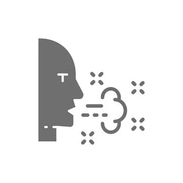 Respiratory problems, cough, allergy grey icon. Isolated on white background Stock Illustration