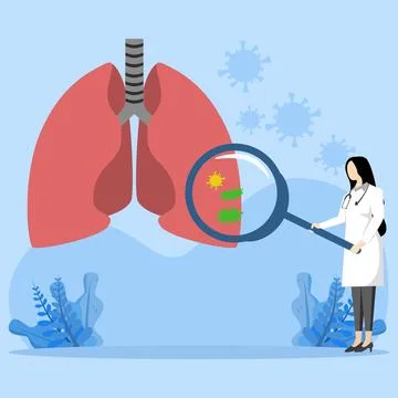 Respiratory system problems concept. The doctor examines the lungs. Stock Illustration