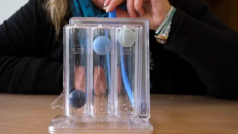 Respiratory therapy spirometer close‑up. Stock Footage 335765627
