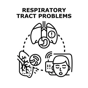 Respiratory tract problems causing illness symptoms concept Stock Illustration