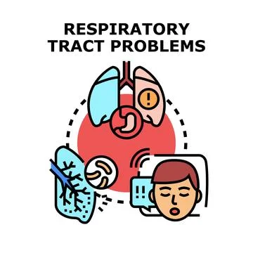 Respiratory tract problems causing illness symptoms concept Stock Illustration