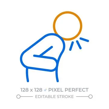 Respiratory virus symptom tracking pixel perfect duotone line icon Stock Illustration