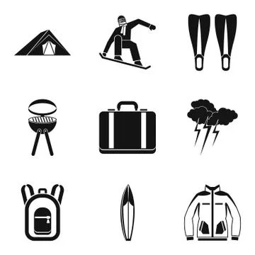 Respite icons set, simple style Stock Illustration