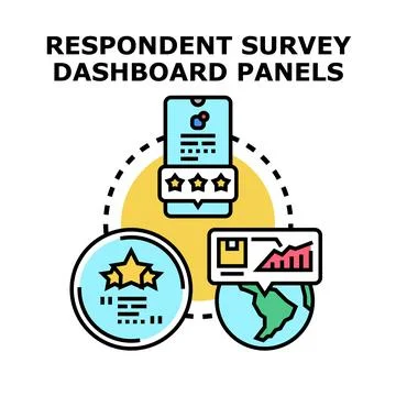 Respondent survey dashboard panels for customer feedback analysis Stock Illustration