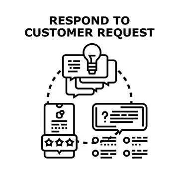 Responding to customer requests and providing feedback 库存插图