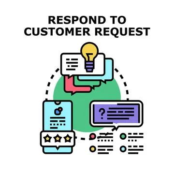 Responding to customer requests and providing feedback 库存插图