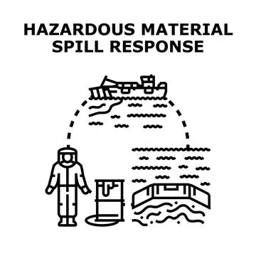 Responding to dangerous material spill environmental disaster vector Stock Illustration