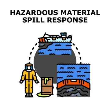 Responding to dangerous material spill environmental disaster vector Stock Illustration