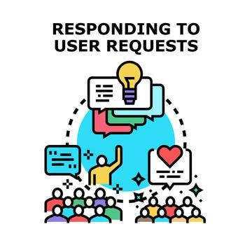 Responding to user requests and providing feedback solutions Stock Illustration