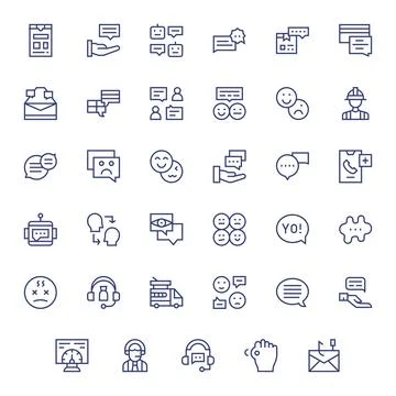 Response Premium Vector Bundle with 35 64x64 Detail Enhanced Regular Line Ico Stock Illustration