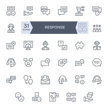Response Vector Icon Arsenal with 35 256x256 Regular Line Grid Fitted designs Stock Illustration