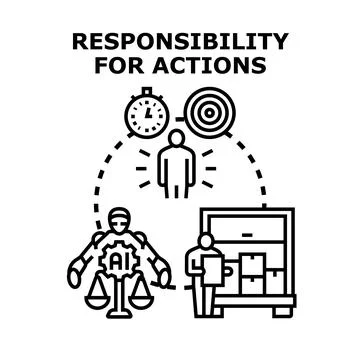 Responsibility for actions in automation and artificial intelligence Stock Illustration
