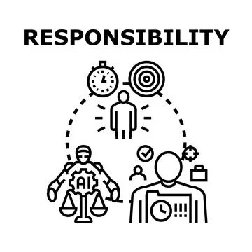 Responsibility concept exploring artificial intelligence and human roles 스톡 일러스트