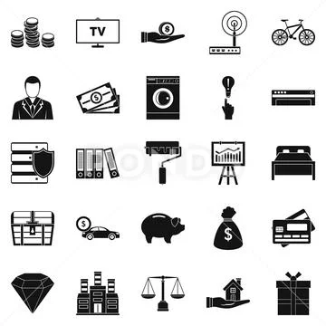 Responsibility icons set, simple style Stock Illustration