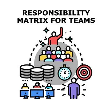 Responsibility matrix for successful team management and collaboration 스톡 일러스트