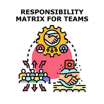 Responsibility matrix for teams management organizing roles Stock Illustration
