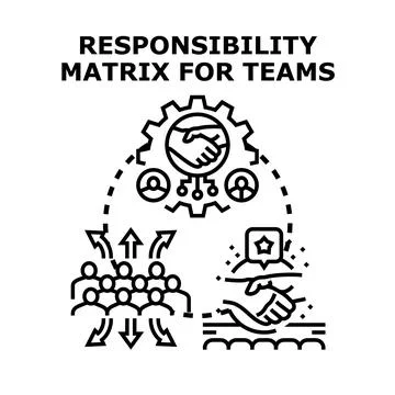 Responsibility matrix for teams management organizing roles 스톡 일러스트
