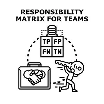 Responsibility matrix for teams managing tasks and collaboration 스톡 일러스트