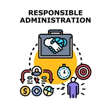 Responsible administration managing business processes reaching goals Stock Illustration