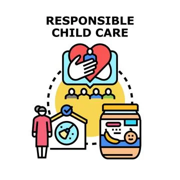 Responsible child care concept, supporting children development and well bein Stock Illustration