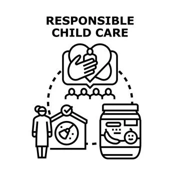 Responsible child care concept, supporting children development and well bein Stock Illustration