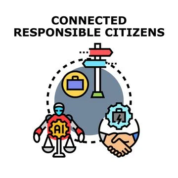 Responsible citizens connecting for ethical technology solutions Stock Illustration