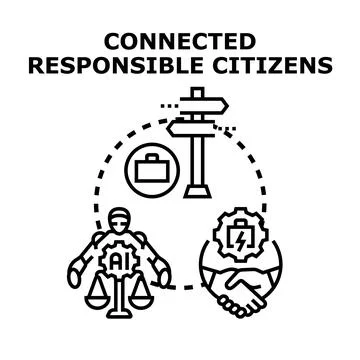 Responsible citizens connecting for ethical technology solutions Stock Illustration