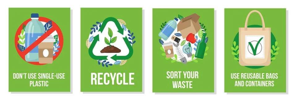 Responsible consumption posters collection Illustration