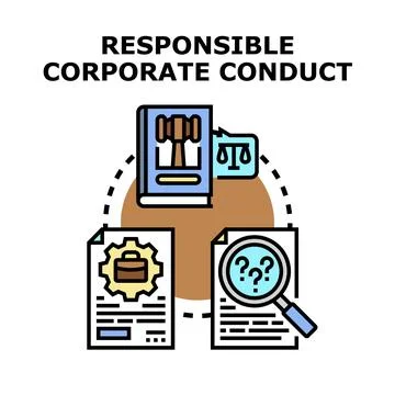 Responsible corporate conduct developing business ethics strategy Stock Illustration