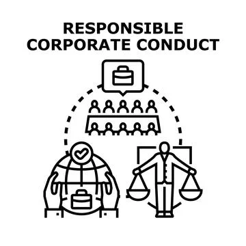 Responsible corporate conduct developing ethical business practices Stock Illustration
