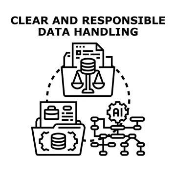 Responsible data handling and ethical artificial intelligence management Stock Illustration