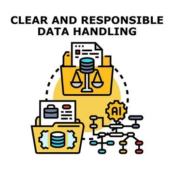 Responsible data handling and ethical artificial intelligence management Stock Illustration