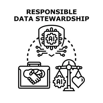 Responsible data stewardship ensuring ethical artificial intelligence 스톡 일러스트