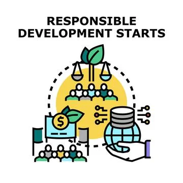 Responsible development concept balancing society economics environment tec.. Stock Illustration