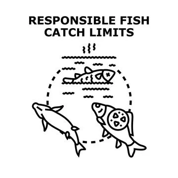 Responsible fish catch limits preventing ocean pollution Stock Illustration