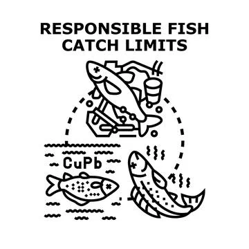 Responsible fish catch limits vector illustration concept Stock Illustration