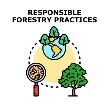 Responsible forestry practices protecting earth ecology awareness Stock Illustration