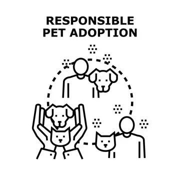 Responsible pet adoption concept with caring owners Stock Illustration